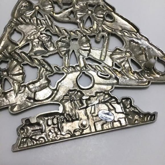 Silver Plated Metal Hanging Christmas Tree Trivet Train Doll Drum Bugle - Picture 6 of 6